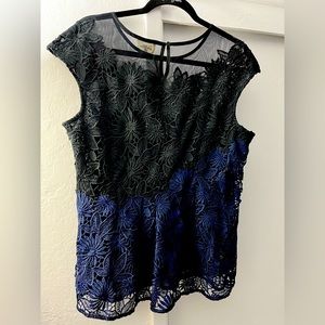 Gorgeous lace top in black and navy - Deletta by Anthropologie